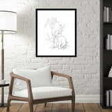 Bunny Sketch with Iris by Jodi Augustine Wood Framed Wall Art Print