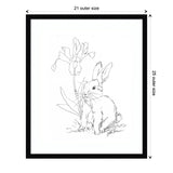 Bunny Sketch with Iris by Jodi Augustine Wood Framed Wall Art Print