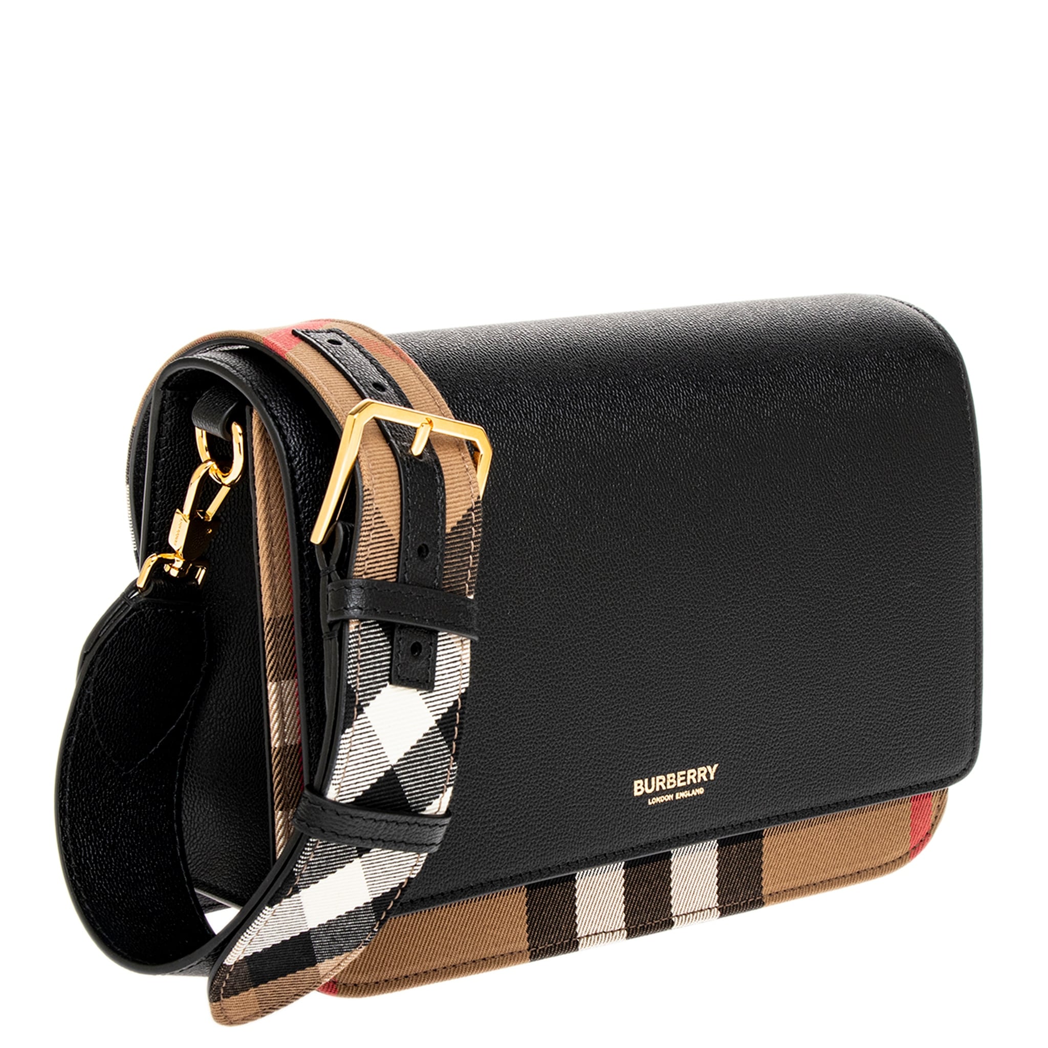 Burberry Mackford Check and Leather Bag – Overstock
