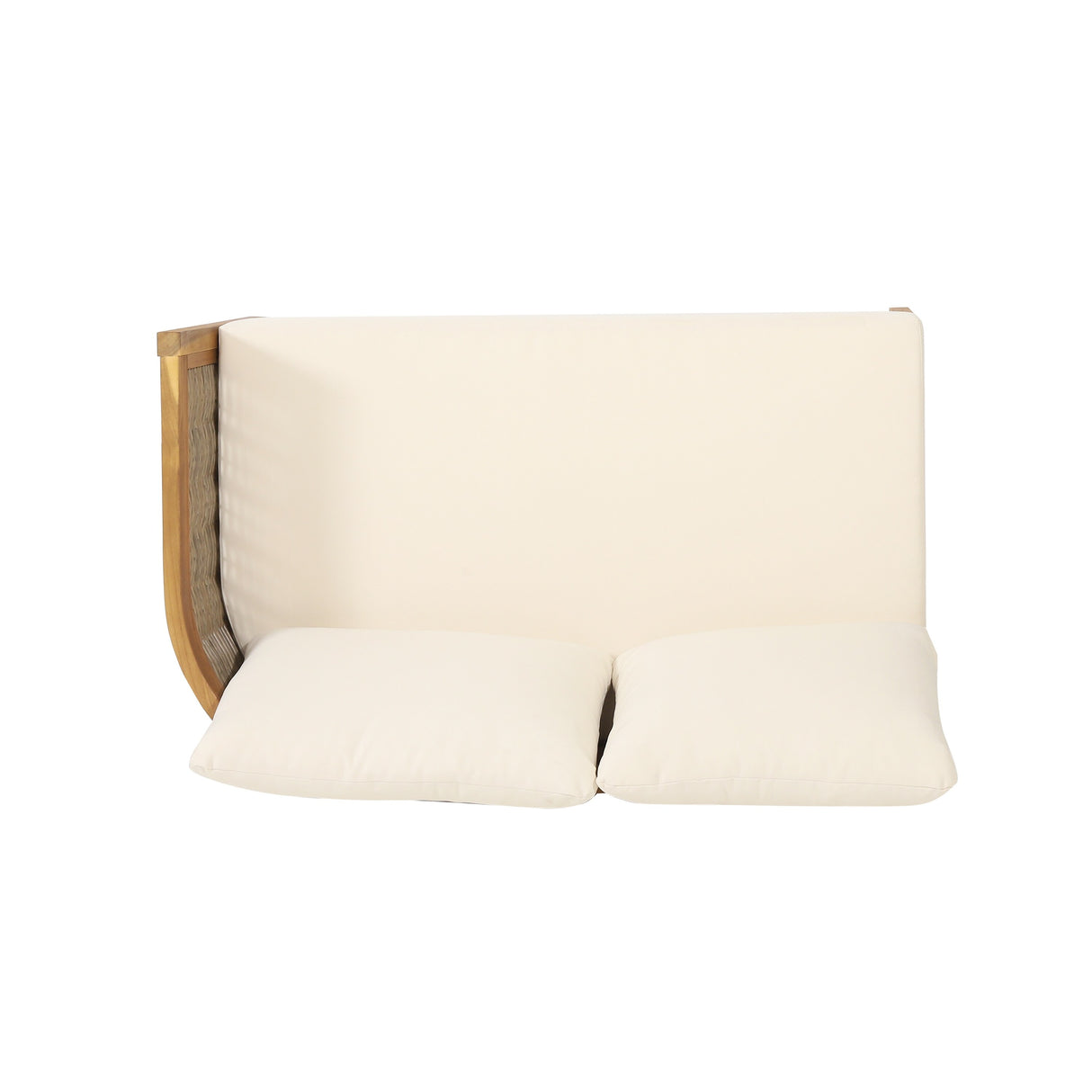 Burchett Acacia Wood and Round Wicker Outdoor 5 Seater Sectional Sofa Set with Cushions by Christopher Knight Home