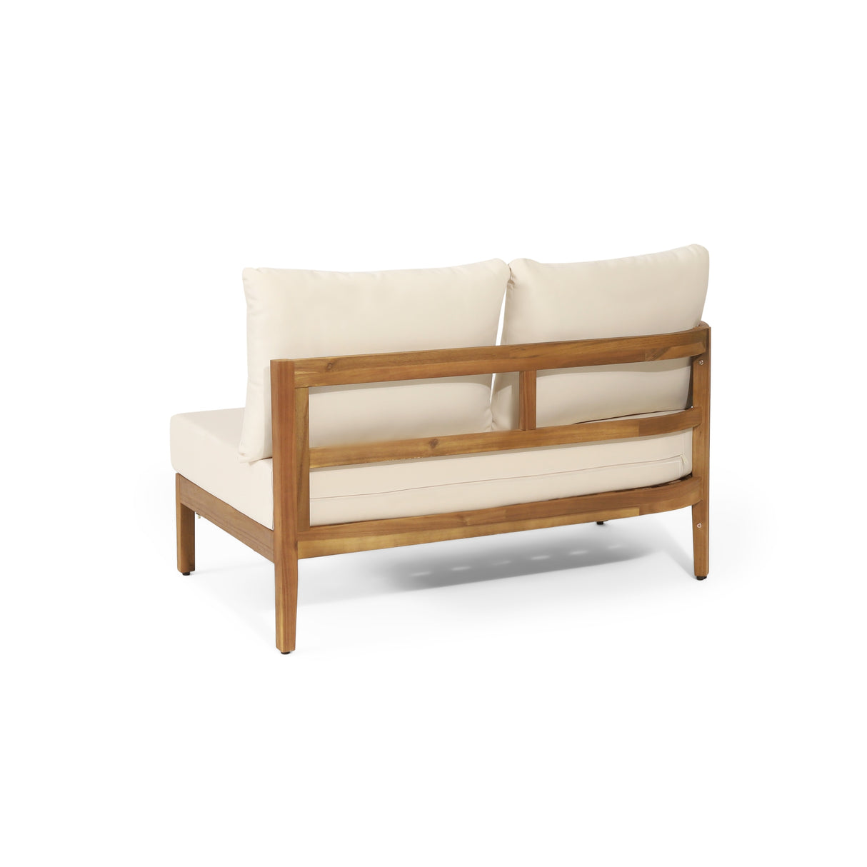 Burchett Acacia Wood and Round Wicker Outdoor 5 Seater Sectional Sofa Set with Cushions by Christopher Knight Home