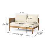 Burchett Outdoor Acacia Wood and Round Wicker 5 Seater Sectional Sofa Chat Set with Fire Pit by Christopher Knight Home