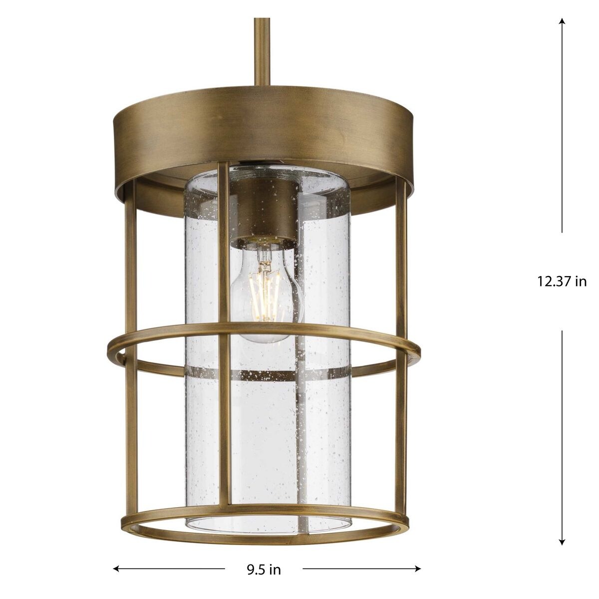 Burgess Collection One-Light Aged Bronze Modern Farmhouse Pendant - 9.5 in x 9.5 in x 12.37 in