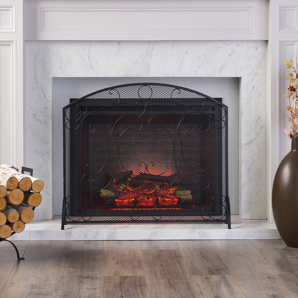 Burnell Contemporary Iron Fireplace Screen by Christopher Knight Home - 30.75" H x 36.00" W x 10.00" D