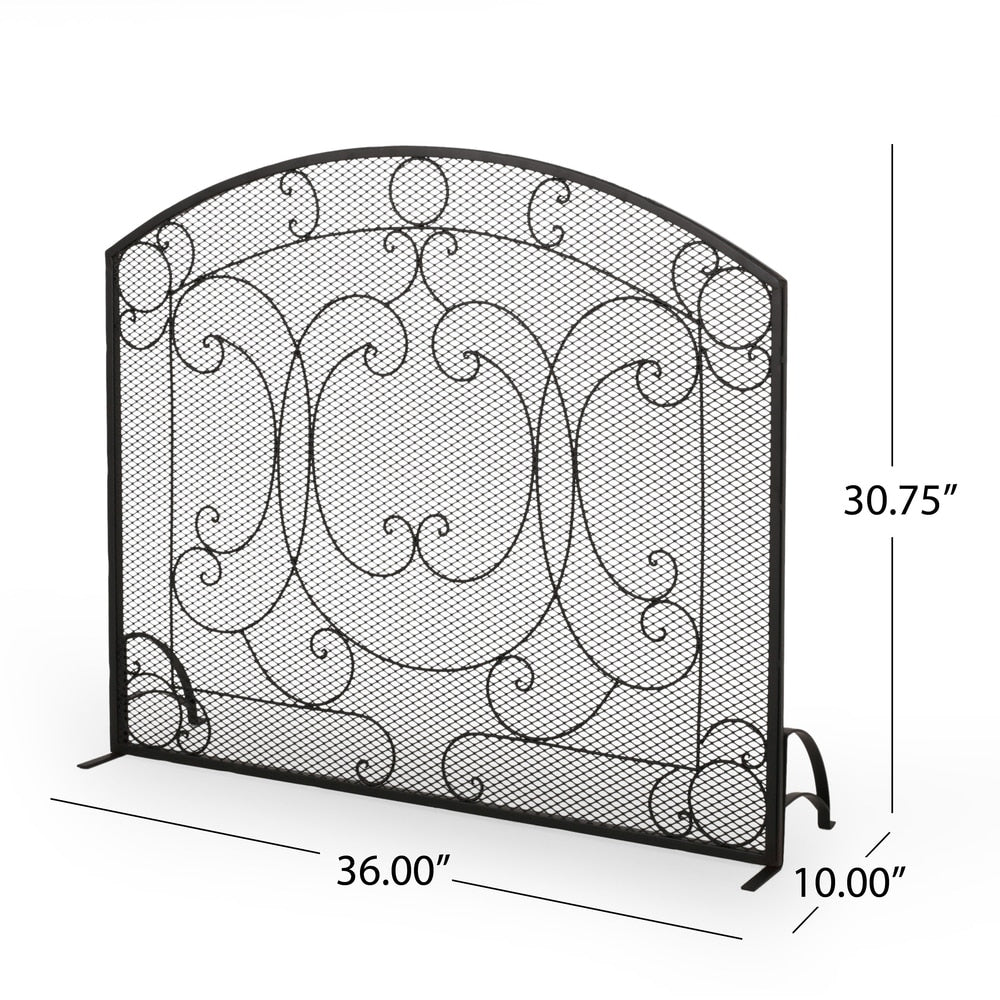 Burnell Contemporary Iron Fireplace Screen by Christopher Knight Home - 30.75" H x 36.00" W x 10.00" D