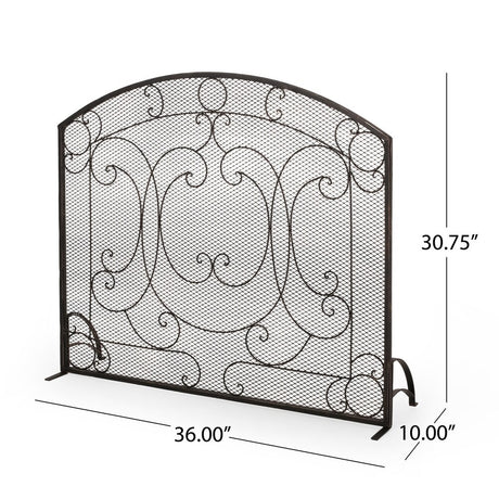 Burnell Contemporary Iron Fireplace Screen by Christopher Knight Home - 30.75" H x 36.00" W x 10.00" D