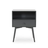 Burnett Mid-Century Modern Rubber Wood and Faux Wood Side Table by Christopher Knight Home