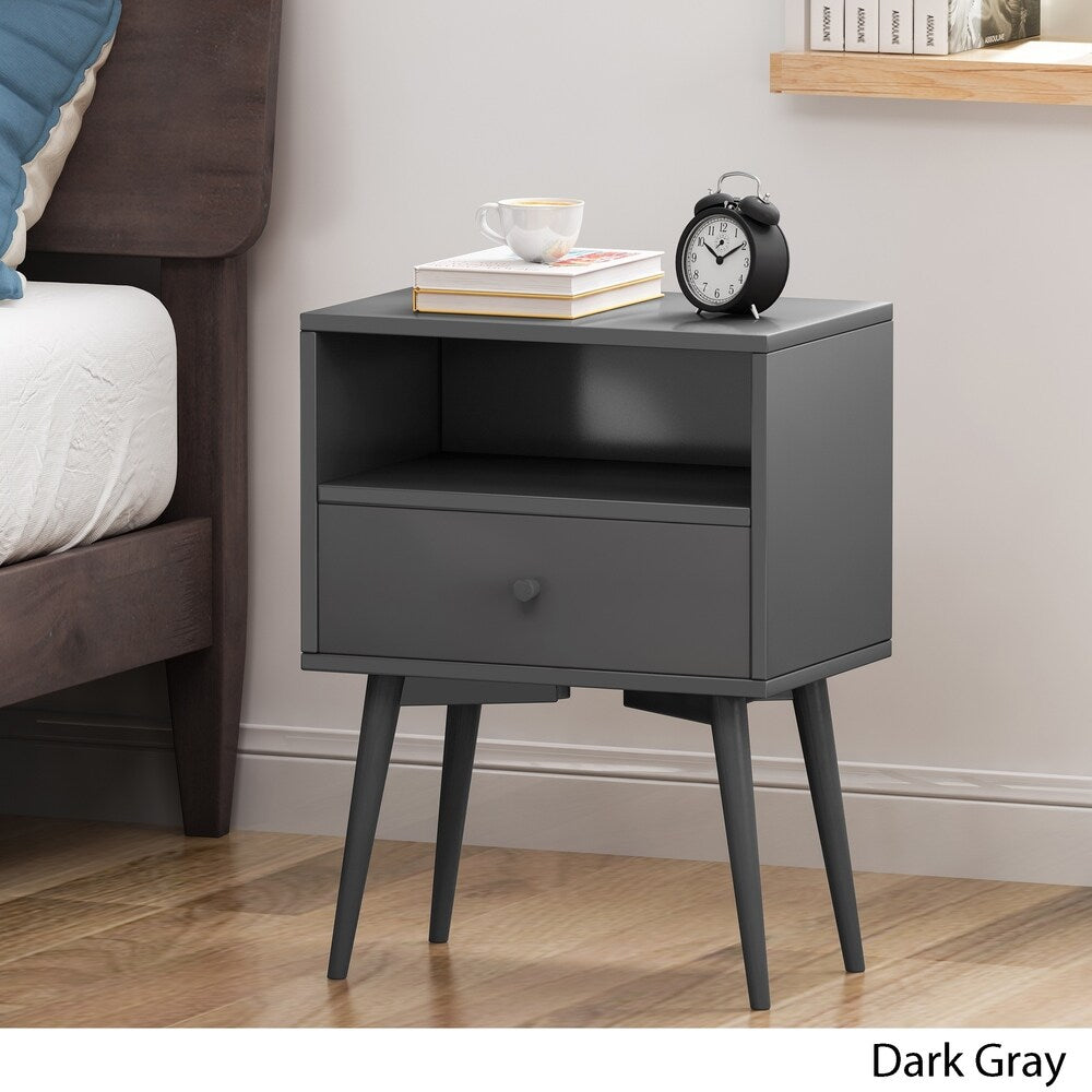 Burnett Mid-Century Modern Rubber Wood and Faux Wood Side Table by Christopher Knight Home