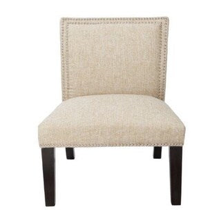 Burnett Slipper Chair in Taupe with Silver Nailheads