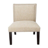 Burnett Slipper Chair in Taupe with Silver Nailheads