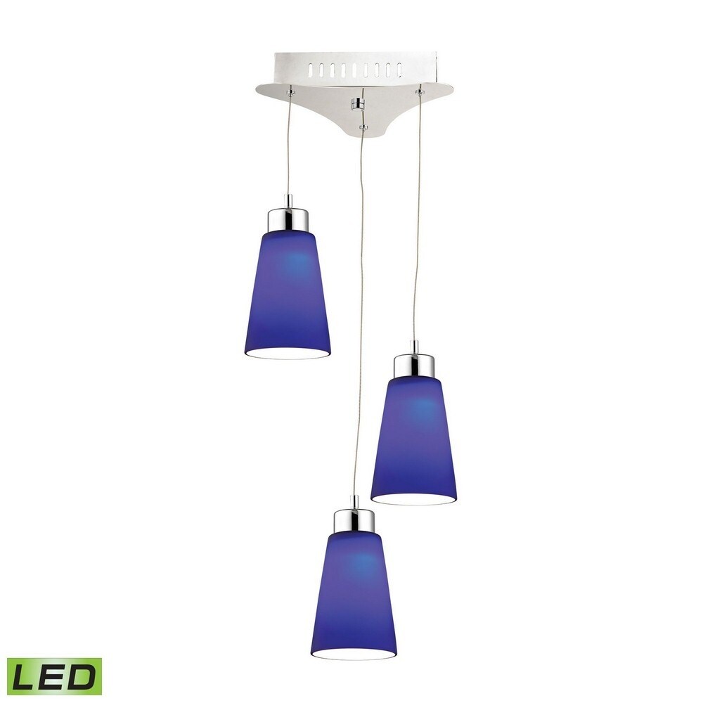 Buro Triple Led Pendant Complete with Yellow Glass Shade and Holder