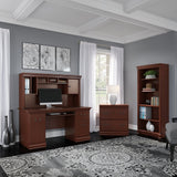 Bush Birmingham Office Desk with Hutch, Lateral File and Bookcase
