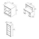 Bush Birmingham Office Desk with Hutch, Lateral File and Bookcase