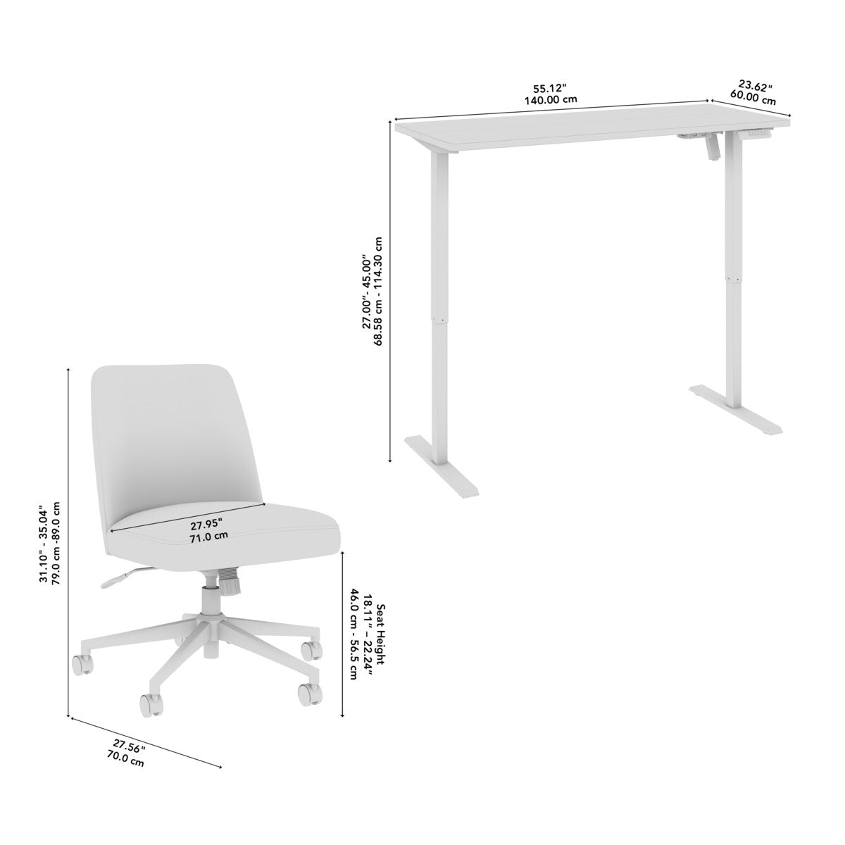 Bush Furniture Energize Height Adjustable Standing Desk and Chair Set