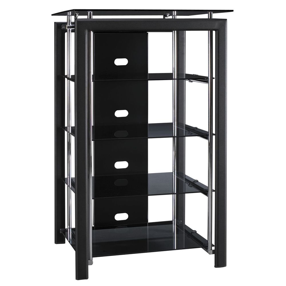 Midnight Mist Set of 2 Media Stands in Black