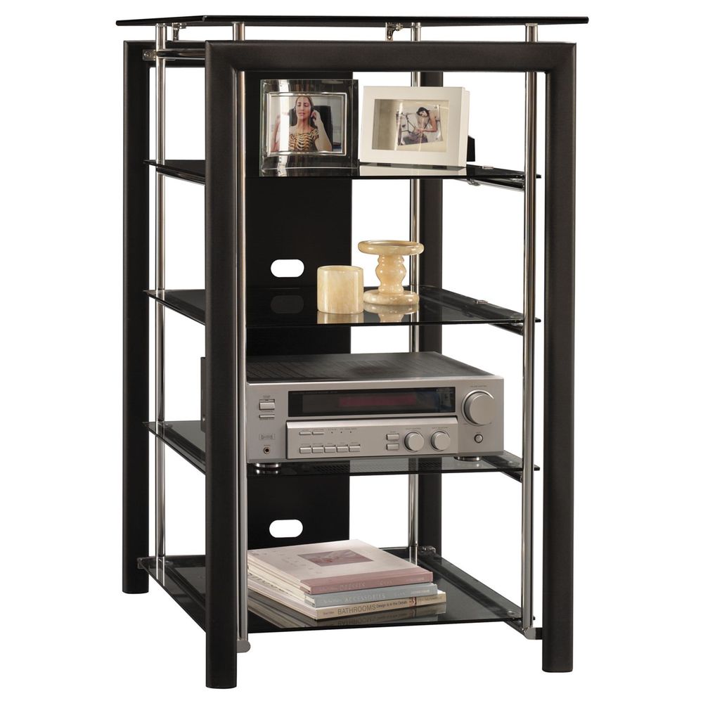 Midnight Mist Set of 2 Media Stands in Black