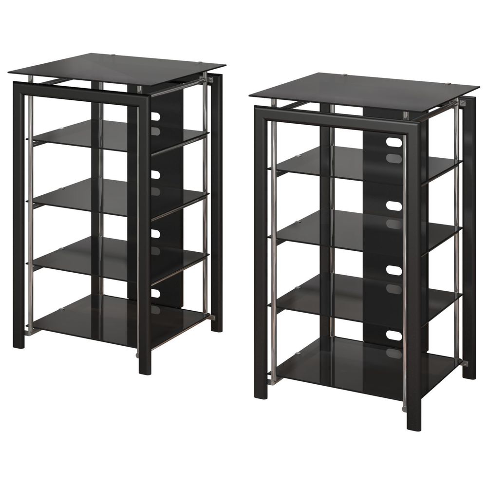 Midnight Mist Set of 2 Media Stands in Black