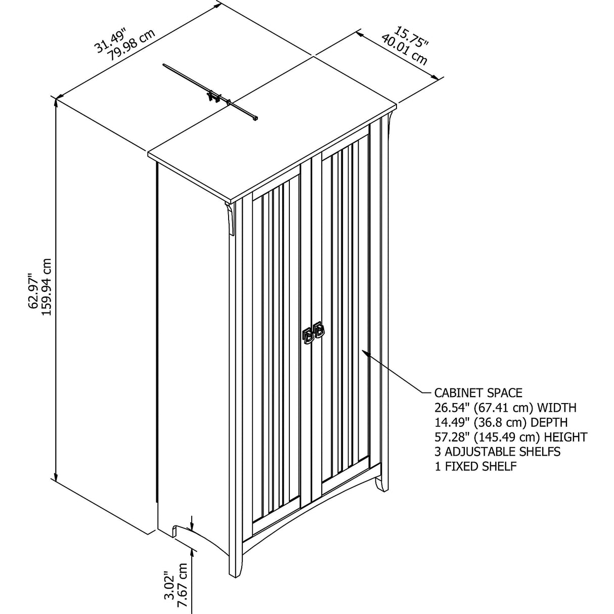 Bush Furniture Salinas Bathroom Storage Cabinet with Doors