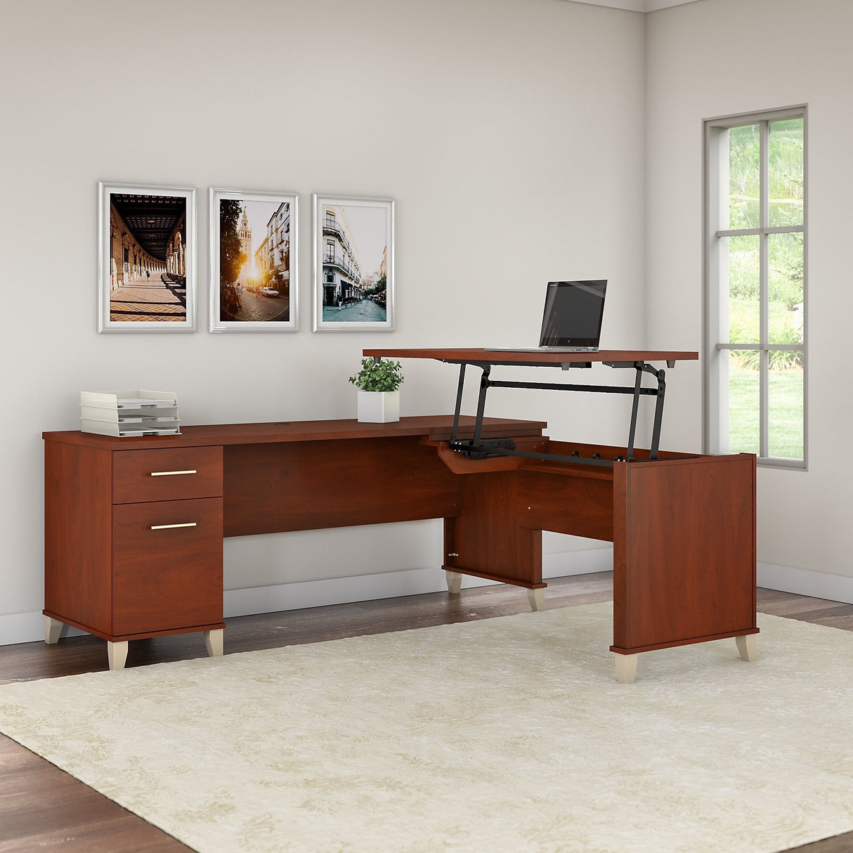 Somerset 72W 3 Position Sit to Stand L Shaped Desk by Bush Furniture
