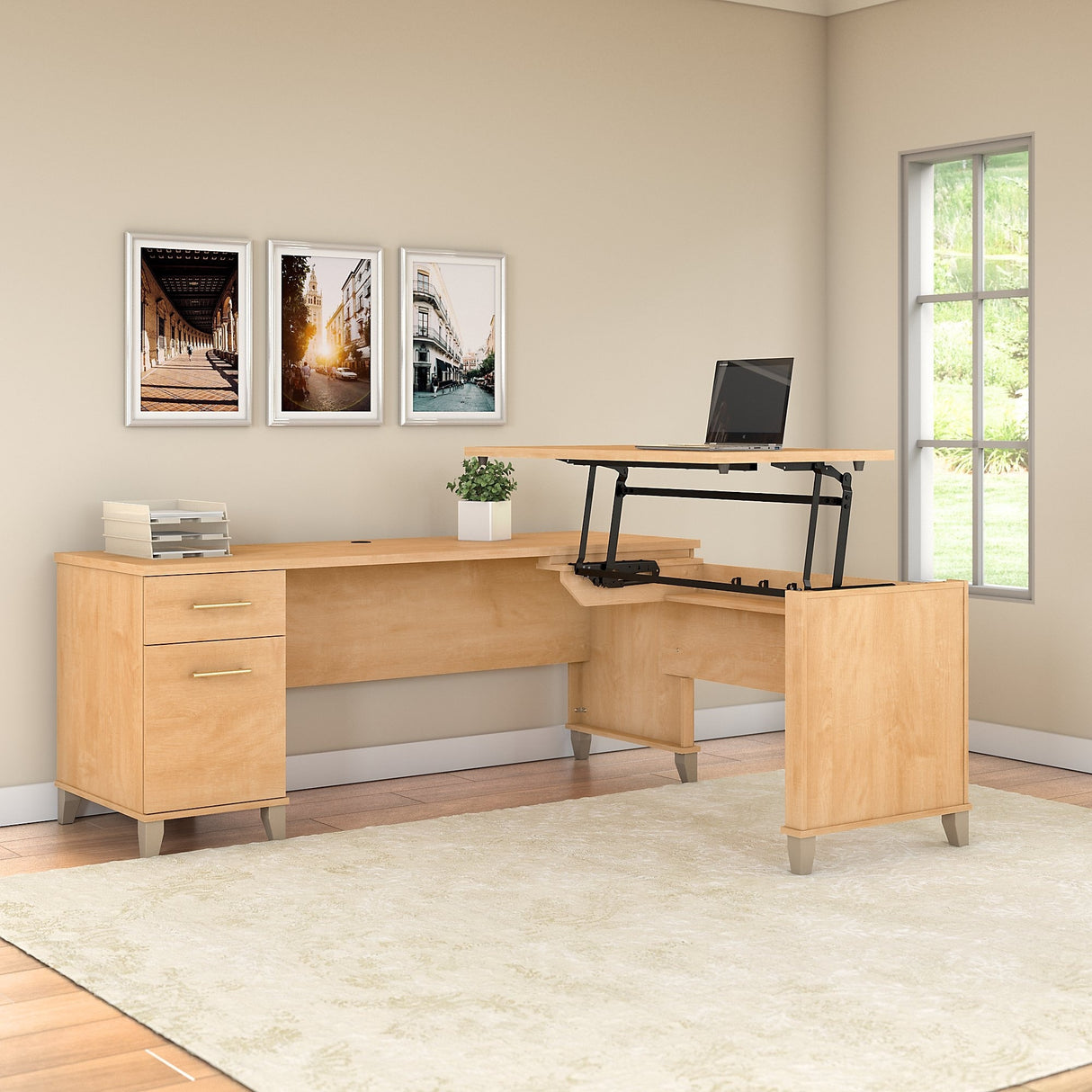 Somerset 72W 3 Position Sit to Stand L Shaped Desk by Bush Furniture
