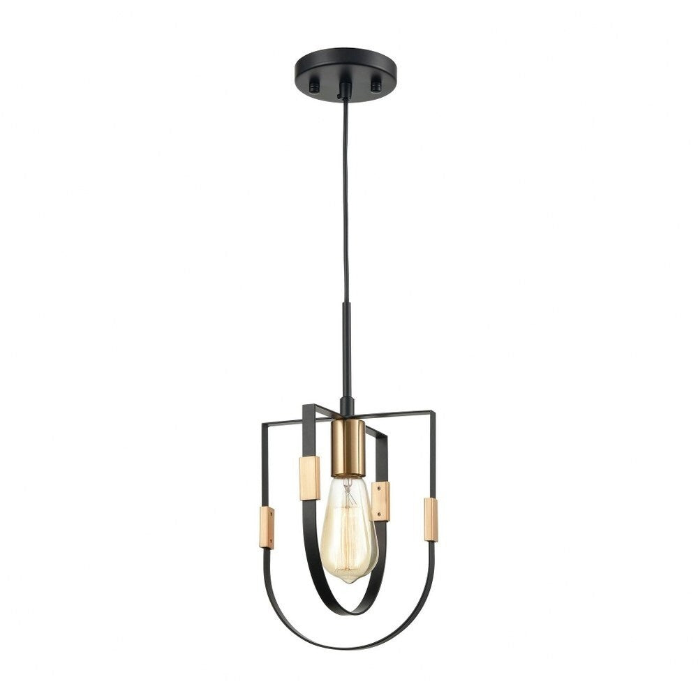 Butforth Lane - One Light Mini Pendant Matte Black/Satin Brass Finish