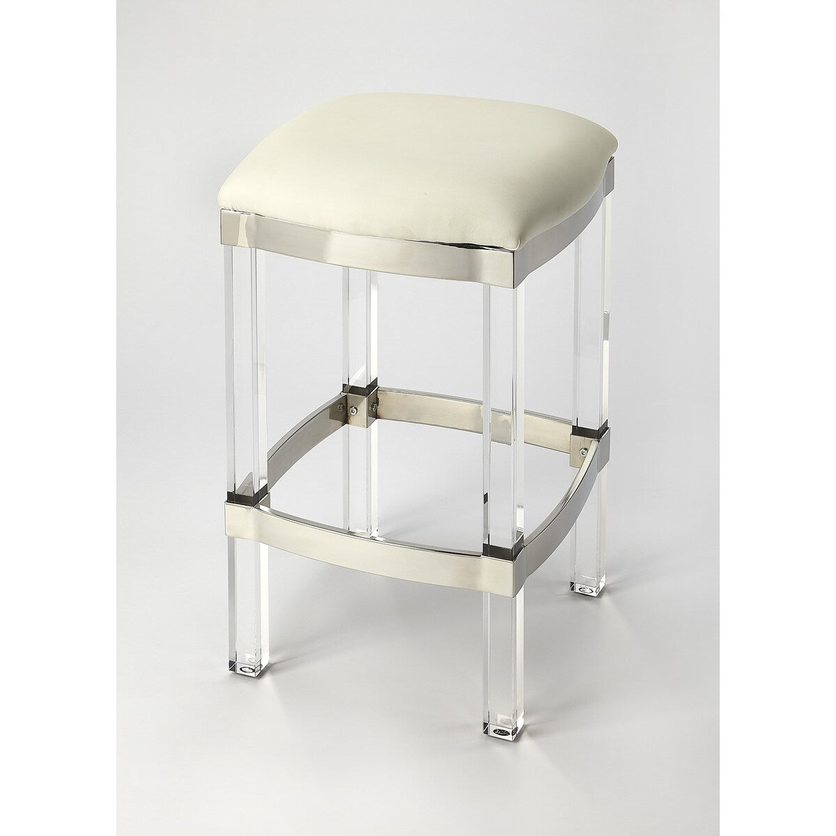 Butler Jordan Acrylic & White Leather Counter Stool
