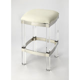 Butler Jordan Acrylic & White Leather Counter Stool
