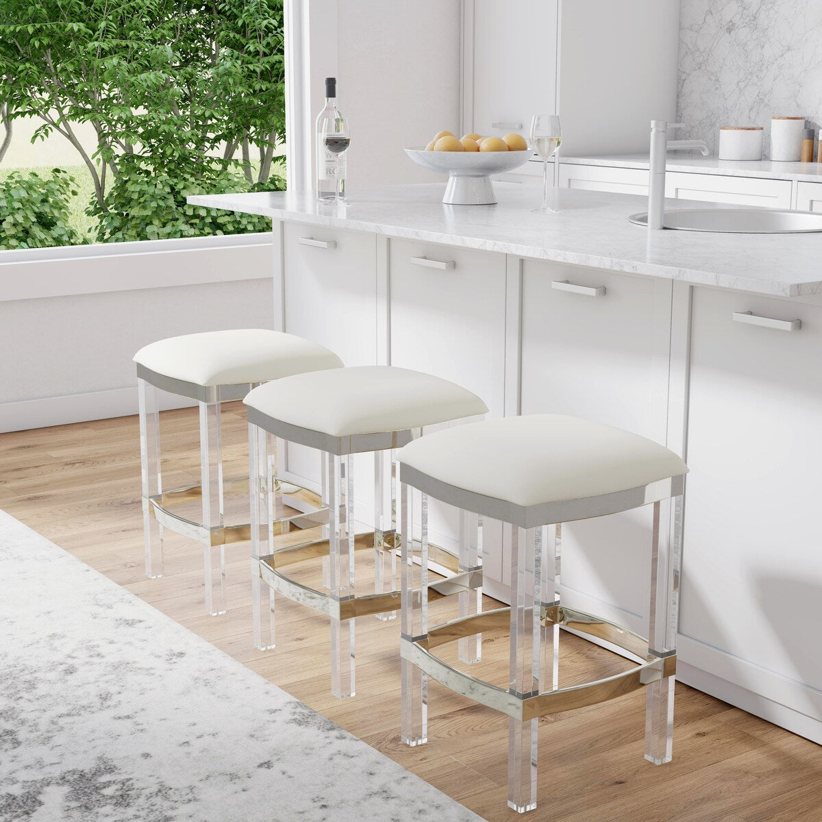Butler Jordan Acrylic & White Leather Counter Stool