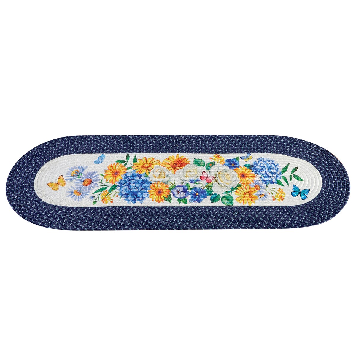 Butterfly and Floral Bouquet Skid-Resistant Accent Rug