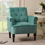 Button Tufted Armchairs,Teal Velvet