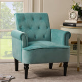 Button Tufted Armchairs,Teal Velvet