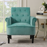 Button Tufted Armchairs,Teal Velvet