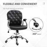 Button Tufted Desk Chair Home Office Chair with Adjustable Height and Swivel Wheels