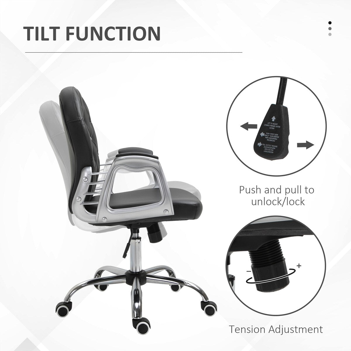 Button Tufted Desk Chair Home Office Chair with Adjustable Height and Swivel Wheels