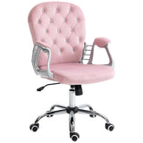 Button Tufted Desk Chair Home Office Chair with Adjustable Height and Swivel Wheels