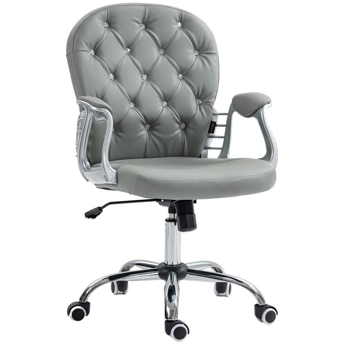 Button Tufted Desk Chair Home Office Chair with Adjustable Height and Swivel Wheels