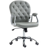 Button Tufted Desk Chair Home Office Chair with Adjustable Height and Swivel Wheels