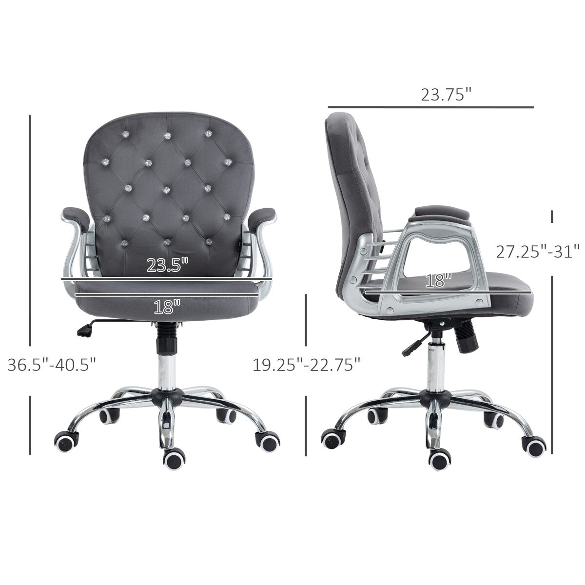 Button Tufted Desk Chair Home Office Chair with Adjustable Height and Swivel Wheels