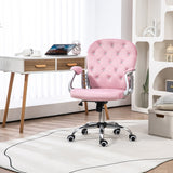 Button Tufted Desk Chair Home Office Chair with Adjustable Height and Swivel Wheels