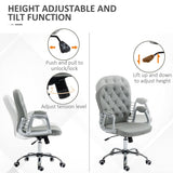 Button Tufted Desk Chair Home Office Chair with Adjustable Height and Swivel Wheels