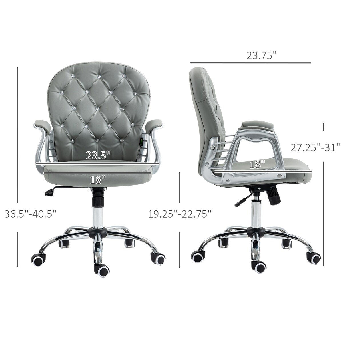 Button Tufted Desk Chair Home Office Chair with Adjustable Height and Swivel Wheels