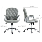 Button Tufted Desk Chair Home Office Chair with Adjustable Height and Swivel Wheels