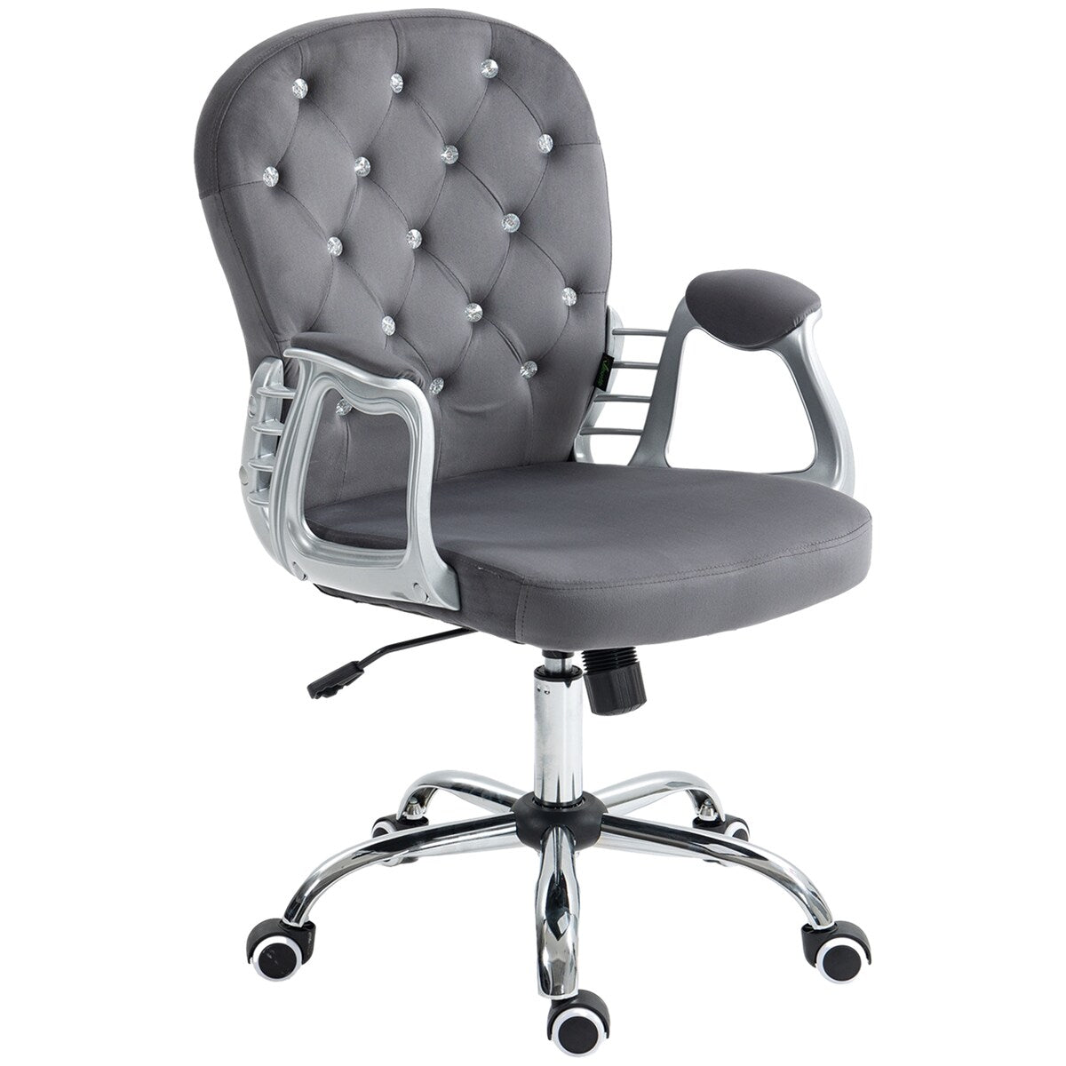 Button Tufted Desk Chair Home Office Chair with Adjustable Height and Swivel Wheels
