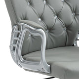 Button Tufted Desk Chair Home Office Chair with Adjustable Height and Swivel Wheels