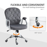 Button Tufted Desk Chair Home Office Chair with Adjustable Height and Swivel Wheels