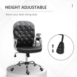 Button Tufted Desk Chair Home Office Chair with Adjustable Height and Swivel Wheels