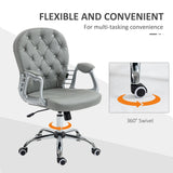 Button Tufted Desk Chair Home Office Chair with Adjustable Height and Swivel Wheels