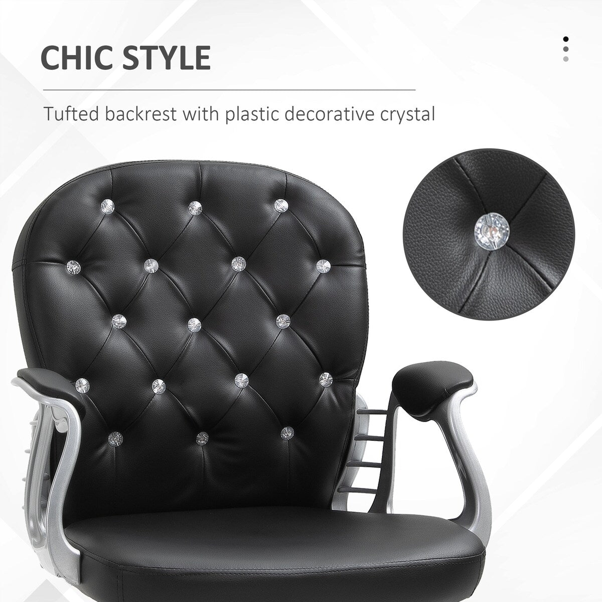 Button Tufted Desk Chair Home Office Chair with Adjustable Height and Swivel Wheels
