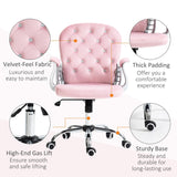 Button Tufted Desk Chair Home Office Chair with Adjustable Height and Swivel Wheels