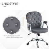 Button Tufted Desk Chair Home Office Chair with Adjustable Height and Swivel Wheels